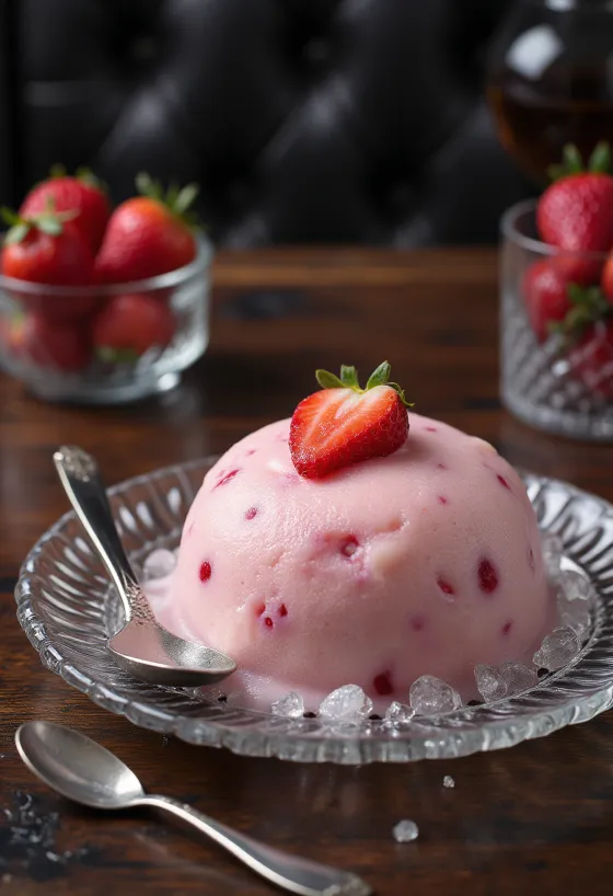 Parfait aux fraises servi