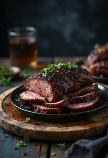 Gigot de sanglier fumé BBQ servi