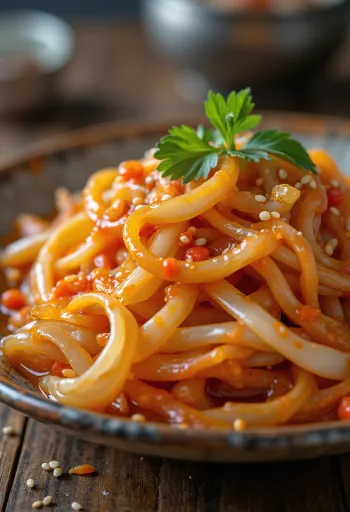 Kimchi classique, plat fermenté coréen préparé avec des légumes frais et une pâte épicée