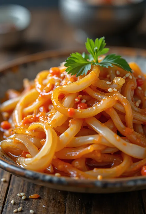 Kimchi classique, plat fermenté coréen préparé avec des légumes frais et une pâte épicée