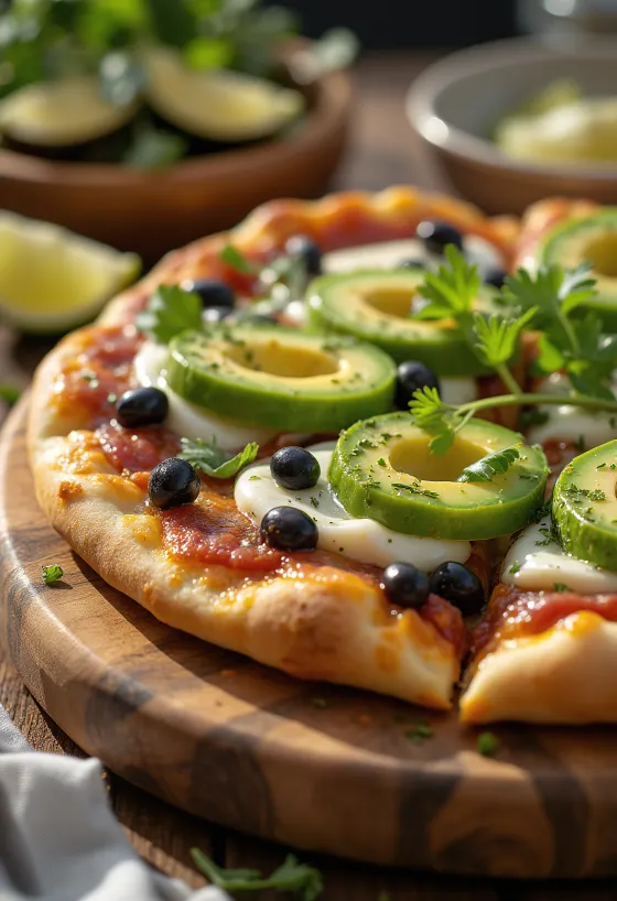 Pizza Mexicana au piment jalapeño, haricots noirs et avocat