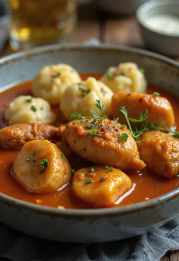 Pörkölt de caille servi