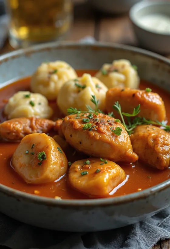 Pörkölt de caille servi