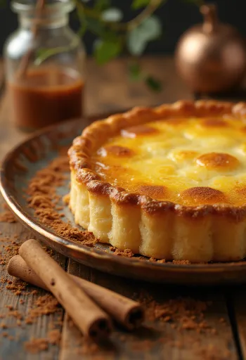 Tarte Pastel de Nata au dessus doré et garnie de crème vanille