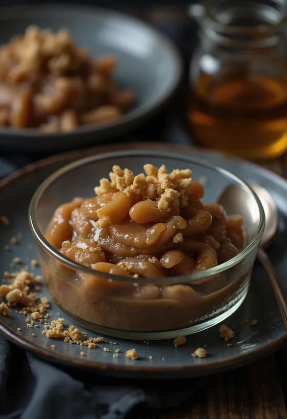 Purée de marrons au miel servie sur une assiette