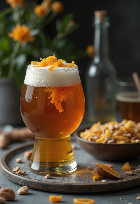 Bière à l'orange servie en bouteille