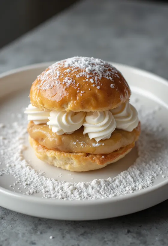 Semla au massepain, brioche à la crème et pâte d'amande