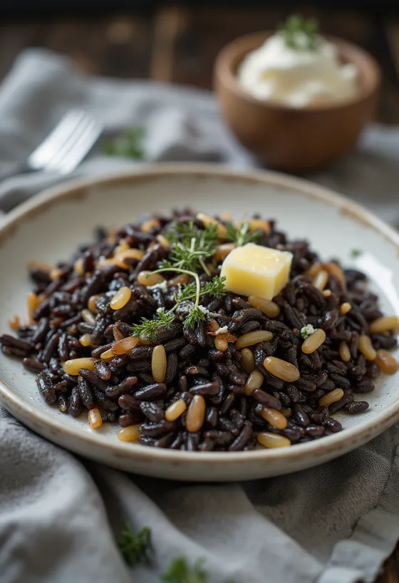 Riz sauvage servi