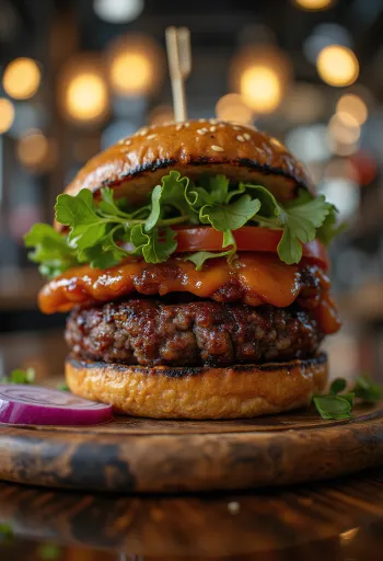Burger de haricots noirs épicé au barbecue servi