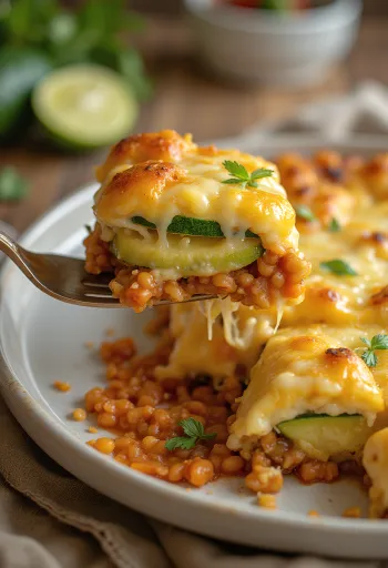 Gratin de courgettes aux lentilles corail servi