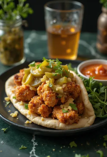 Shawarma au poulet servi dans un pain pita