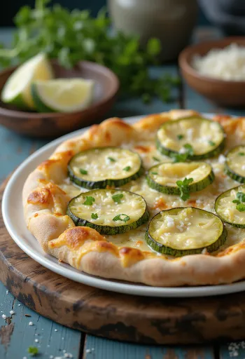 Pizza al Zucchini aux courgettes et fromages
