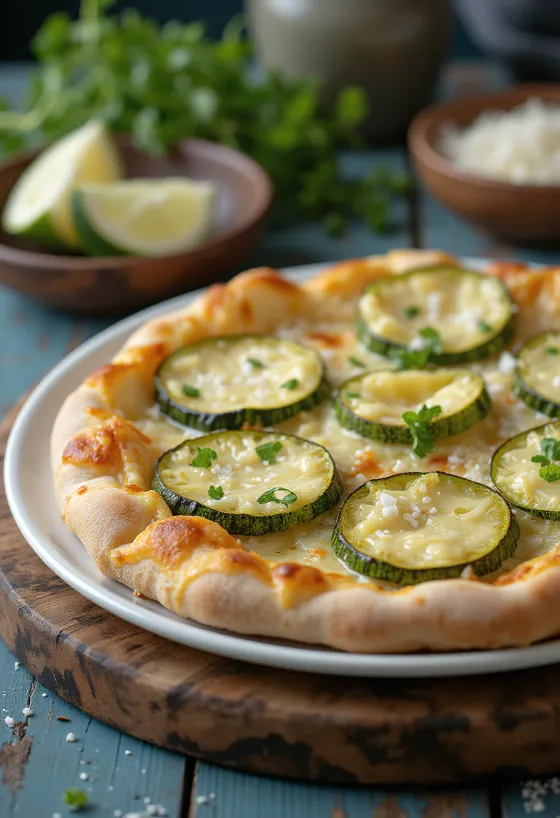Pizza al Zucchini aux courgettes et fromages