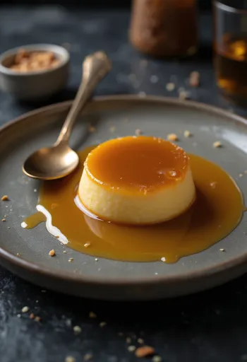 Gâteau au caramel espagnol avec couche de caramel doré et arôme orange