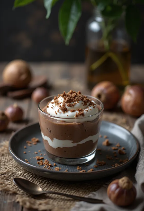 Verrine de crème de marrons et chocolat