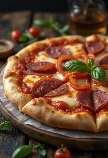 Pizza alla Campagnola au salami et légumes