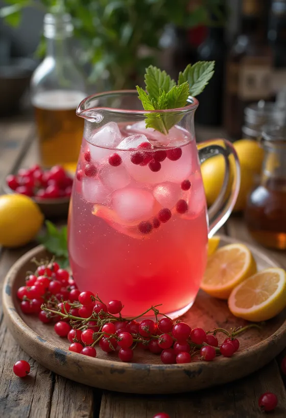 Limonade de groseilles servie dans un verre