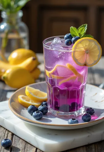 Limonade banane-myrtille dans un verre
