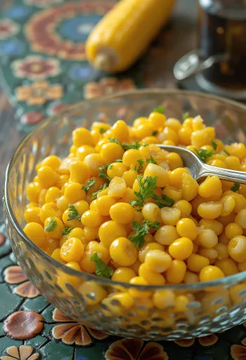 Salade de maïs fraîche aux légumes croquants et sauce crémeuse