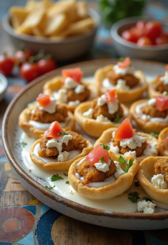 Mini bouchées pita au poulet et légumes frais