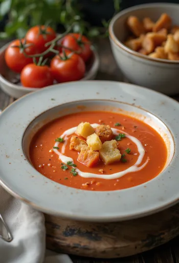 Velouté de tomates crémeux au basilic