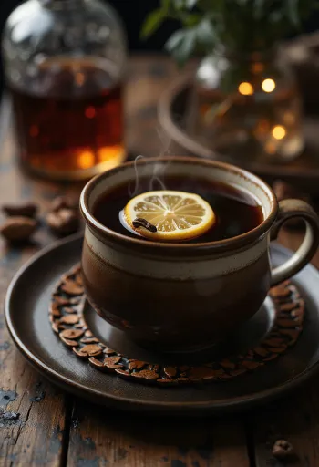 Thé au rhum servi dans un verre