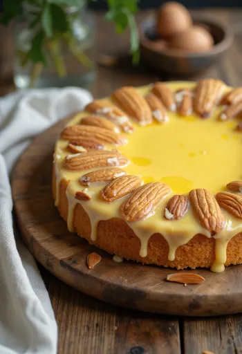 Gâteau suédois aux amandes avec base aux amandes et crème vanille
