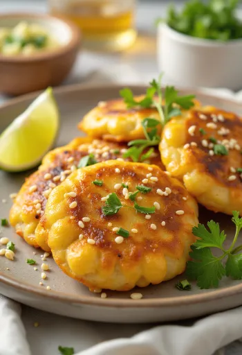 Tamalito au sésame, plat de maïs croustillant fraîchement frit