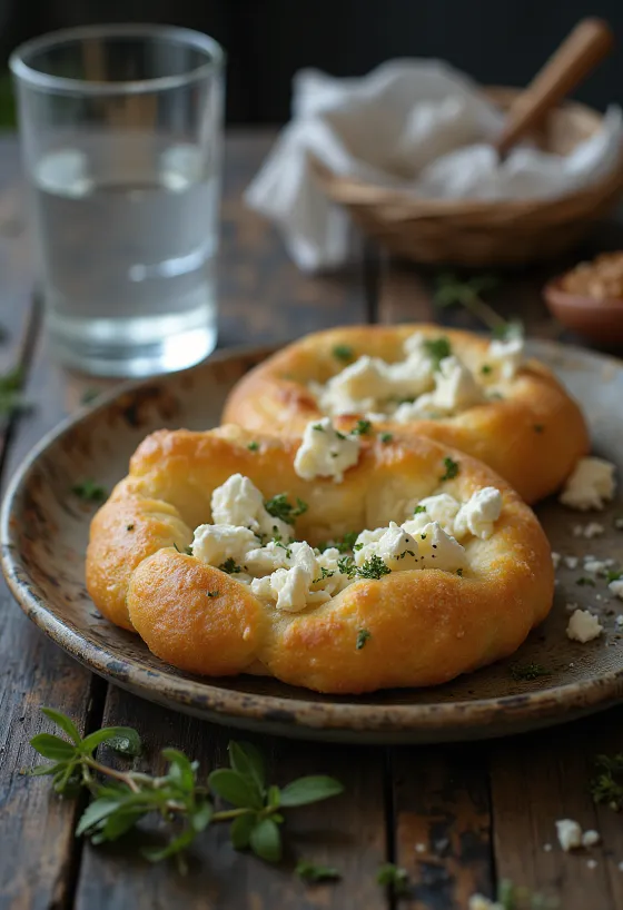 Tiganopsomo au four avec feta et persil