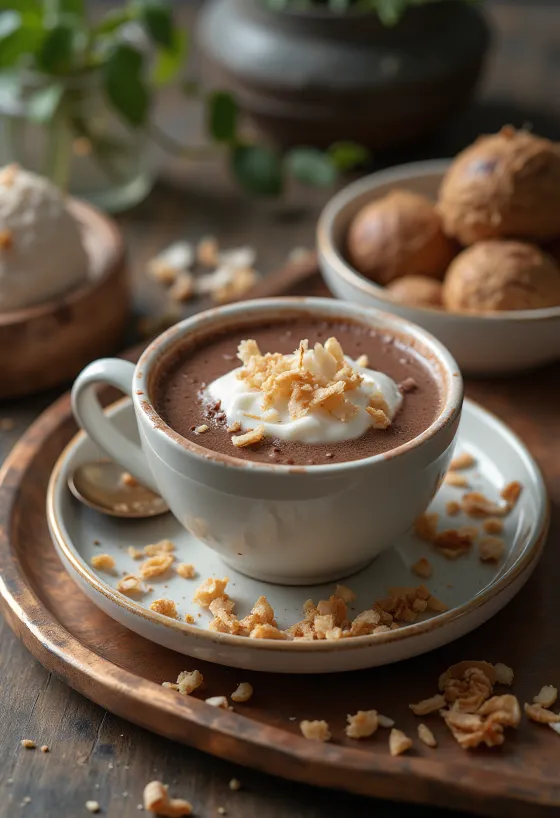 Boisson chaude à la coco servie fraîche