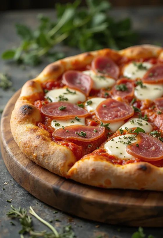 Pizza al Finocchiona au salami au fenouil et origan frais