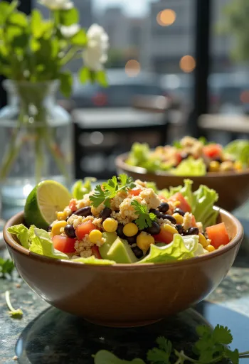 Salade Taco vegan avec chips de tortilla et légumes