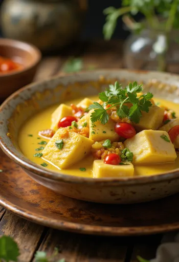 Curry de crocodile servi dans un bol avec du riz au jasmin à côté