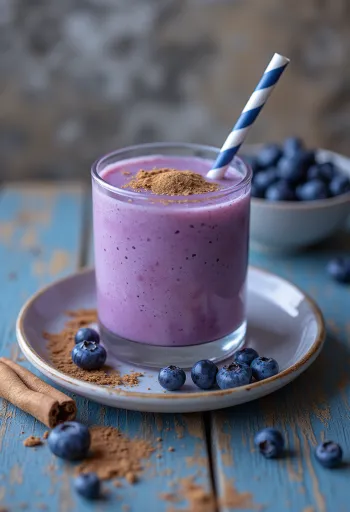 Smoothie cannelle et myrtille dans un verre