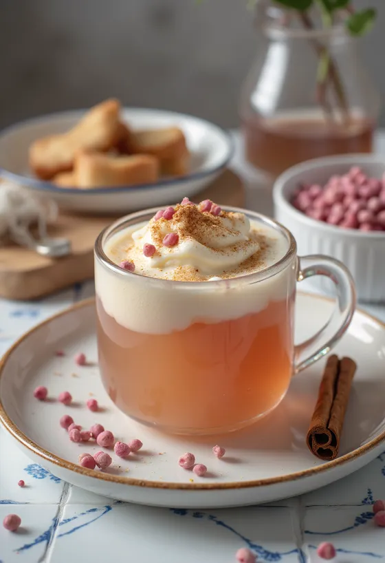 Cidre aux baies roses servi dans un verre