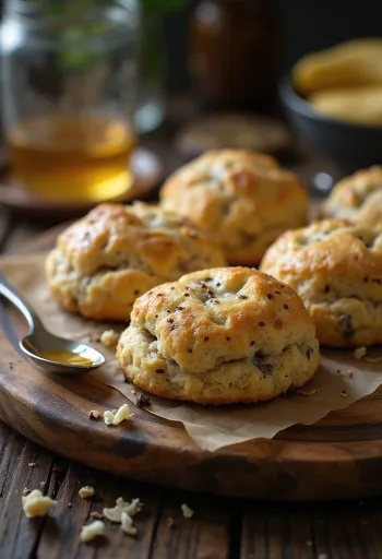 Scones à la banane et aux graines de chia servis