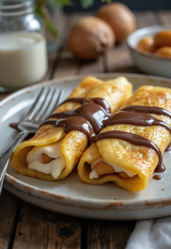 Crêpes aux marrons avec sauce chocolat