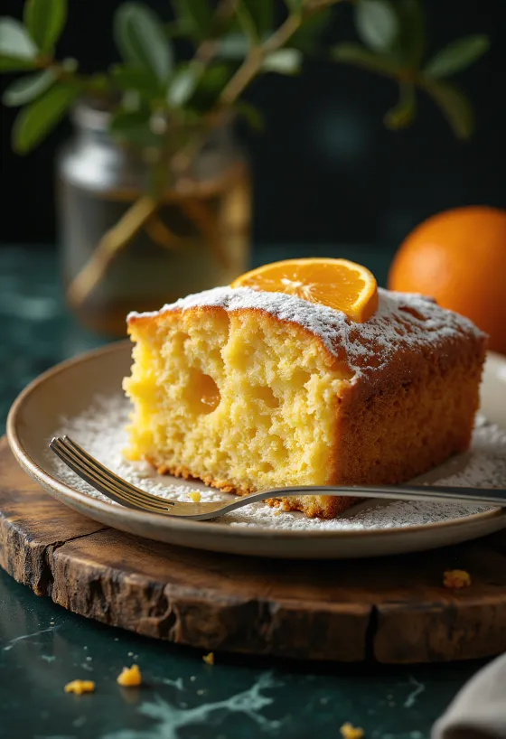 Gâteau au miel et à l'orange coupé en tranches