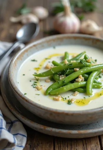 Bisque à l'ail, soupe crémeuse riche