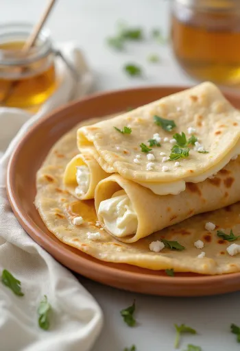 Chapati au fromage frais, fraîchement cuit, servi