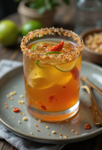 Sauce piquante tequila-citron vert servie.