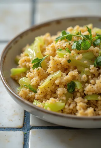Bulgur épicé au chou frisé servi