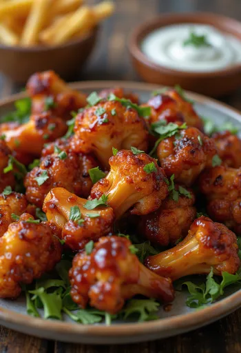 Wings de chou-fleur cuits avec sauce BBQ