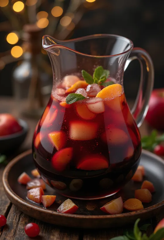 Sangria servie avec fruits frais et glaçons