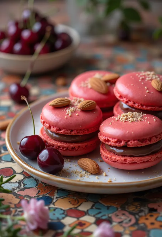 Macaron cerise-amande