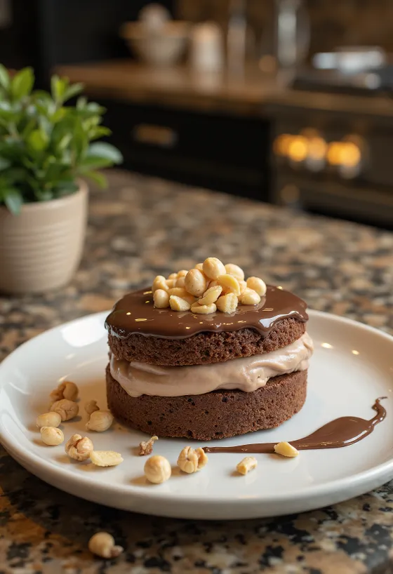 Gâteau Nutella décoré de noisettes grillées