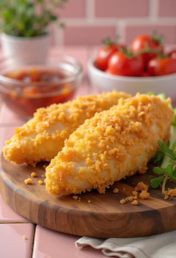 Escalope de poulet panée frite et dorée, servie avec une salade fraîche.