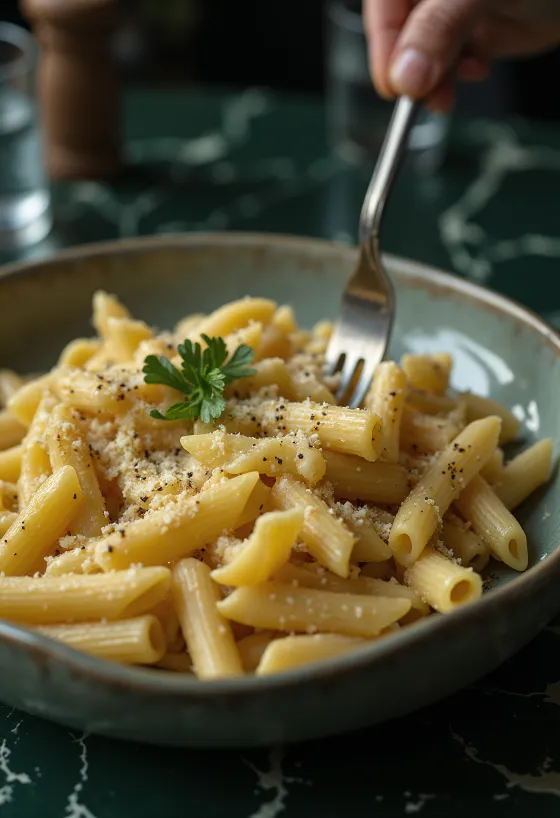 Pâtes au fromage fumé en sauce crémeuse
