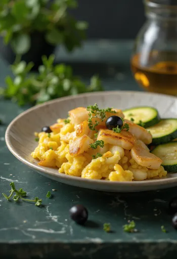 Bacalhau à Brás aux courgettes, plat portugais servi