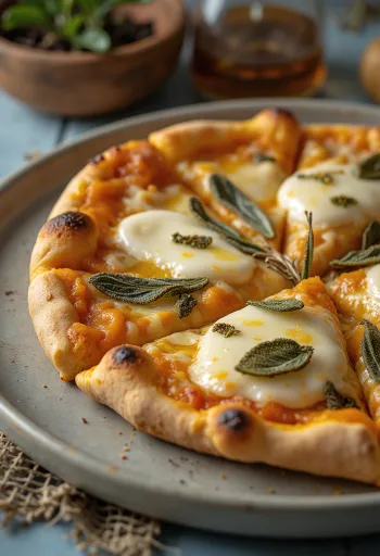 Pizza alla Zucca à la courge rôtie et mozzarella